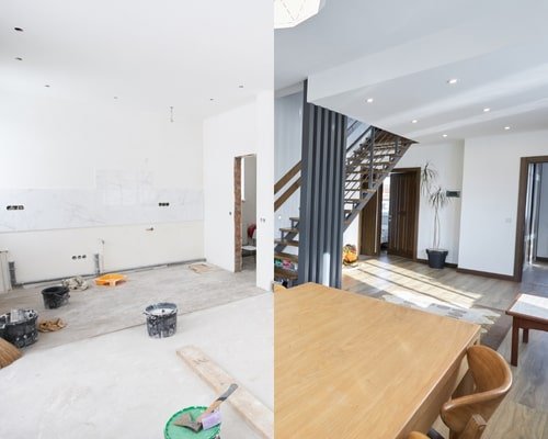 Interior and exterior before after-min