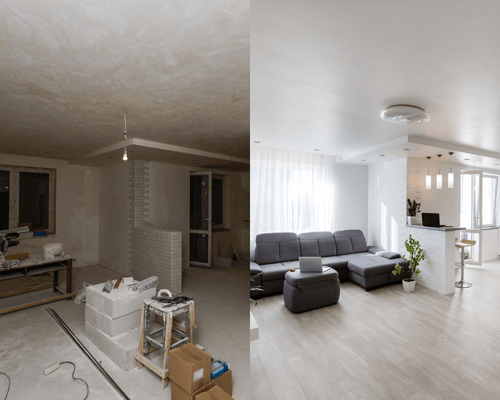 Living room renovation before after-min